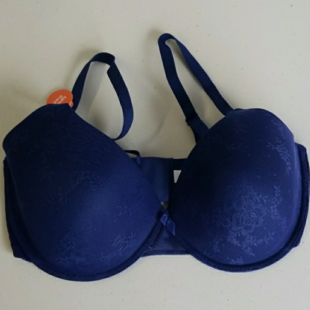 NWT Lightly Lined Blue Floral Lace Bra